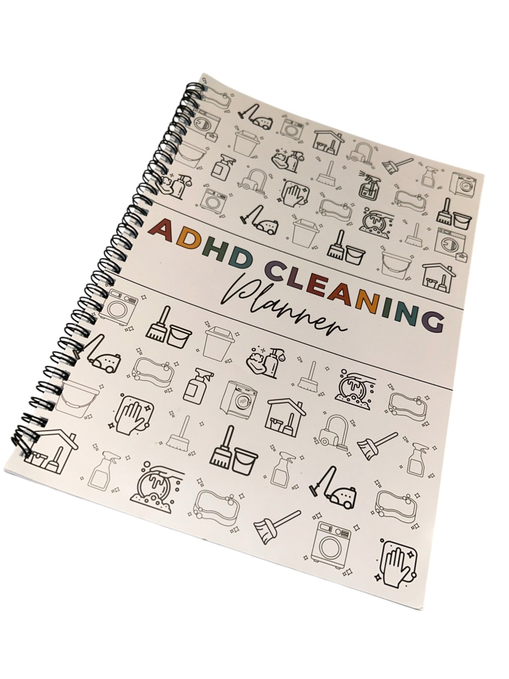 ADHD Cleaning Planner - Colorful Spiral-Bound Home Organizer